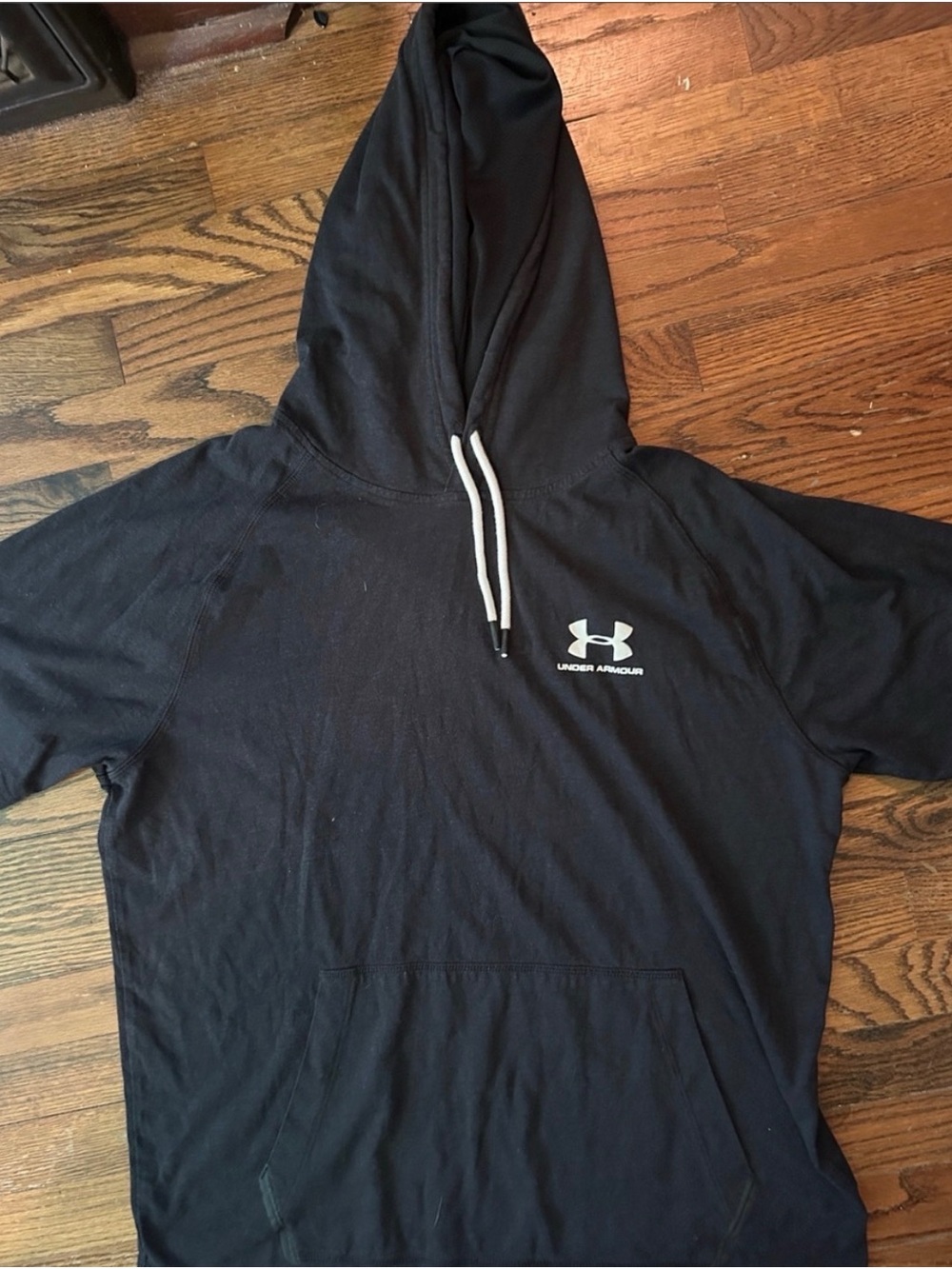 Under Armour Black Hoodie with White Logo and Drawcords